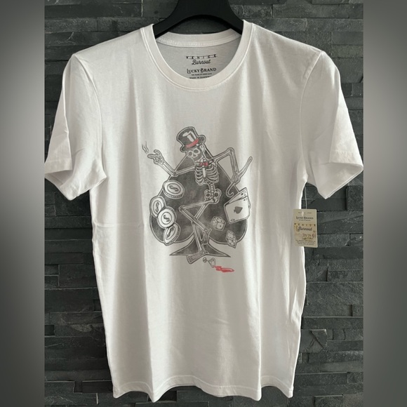 Lucky Brand Short Sleeve Crew Neck Graphic Garment Washed Distressed T Shirt - Picture 3 of 9